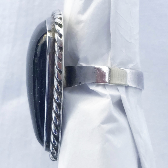 TAXCO Modernist Purple Goldstone Sterling Ring Sz9 - Picture 3 of 5